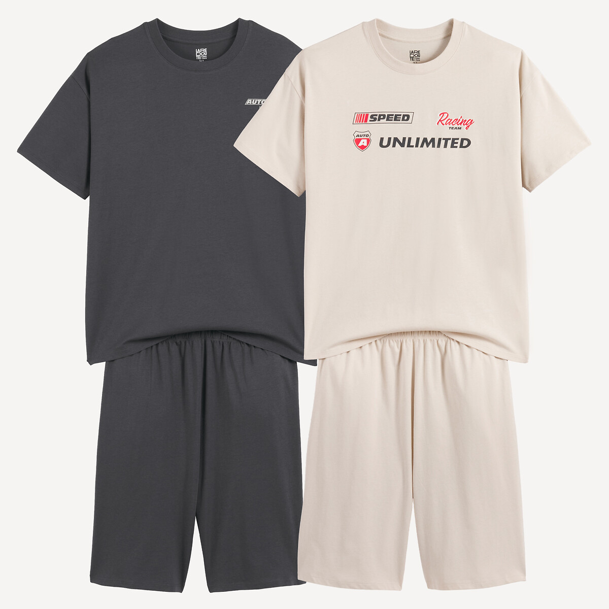Lot de 2 pyjashorts, en jersey, thème racing assortis, LA REDOUTE COLLECTIONS