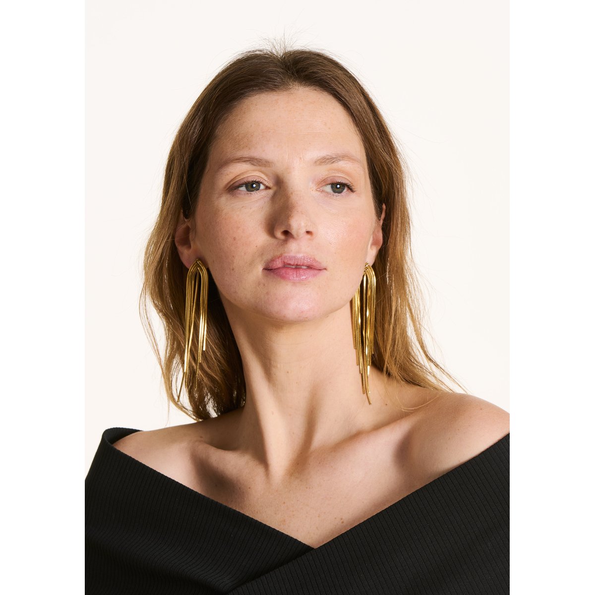 Boucles d'oreilles pendantes chaînes light gold, LA FEE MARABOUTEE