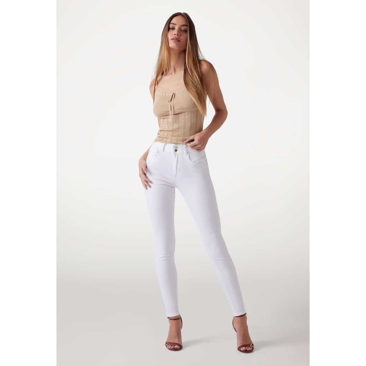 Jean Skinny Shape Up blanc, GUESS