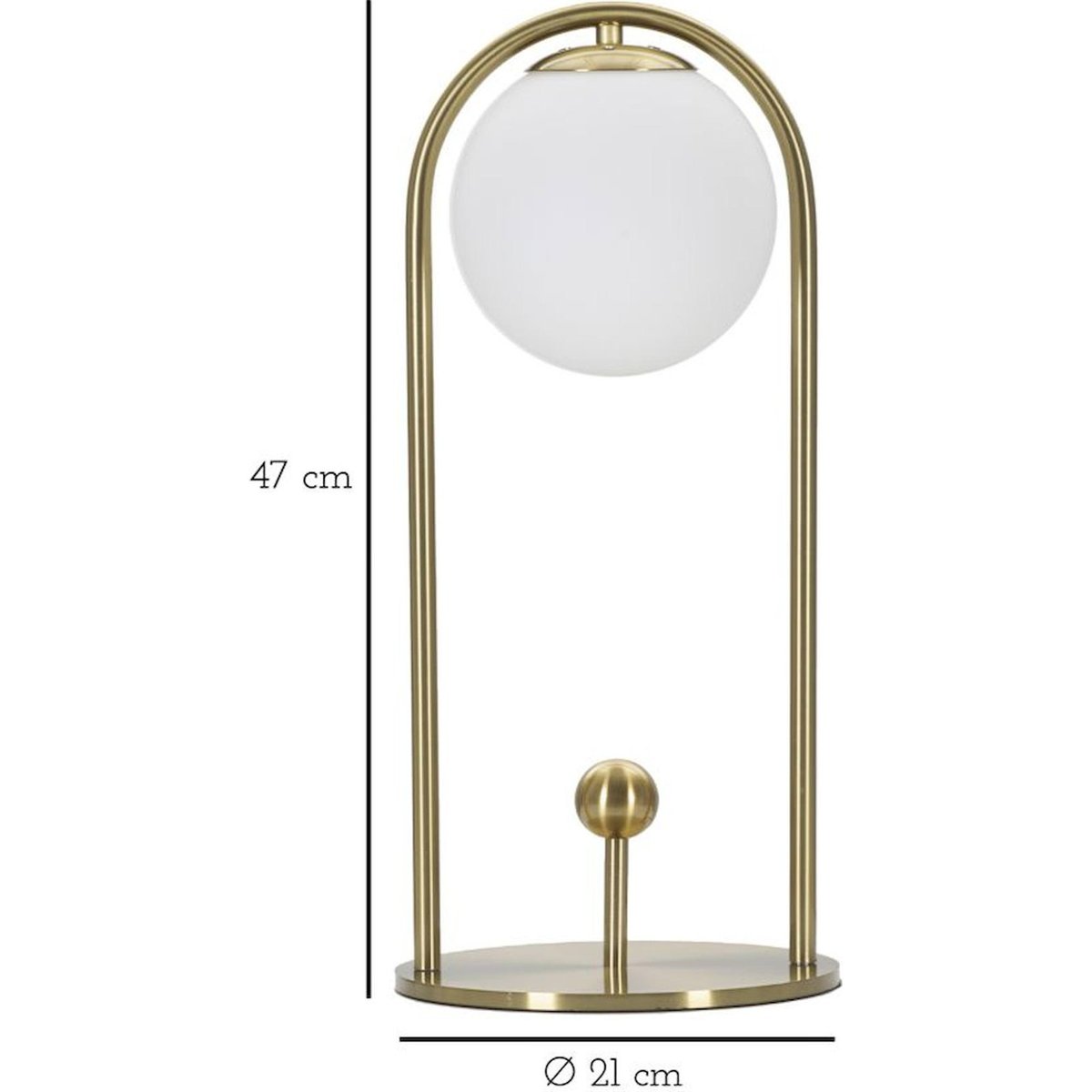 Lampe à poser arche en fer et verre GLAM doré et blanc, RECOLLECTION