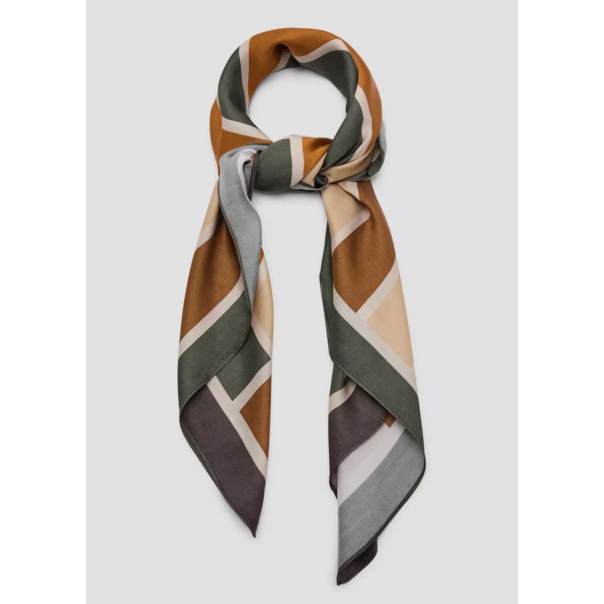 Foulard imprimé géométrique kaki, MANGO