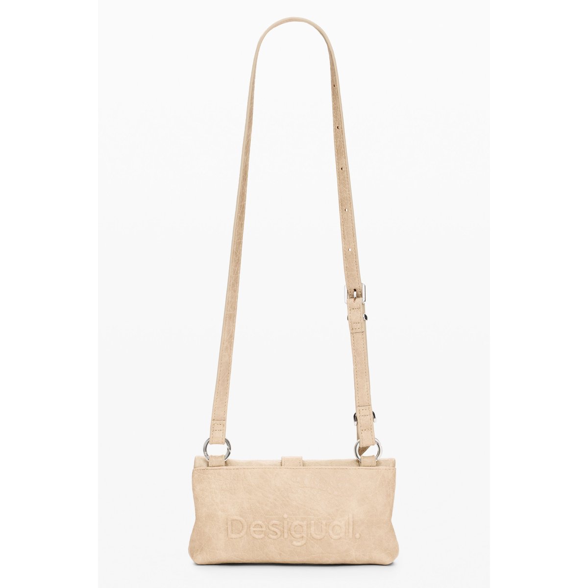 Grand portefeuille bandoulière beige, DESIGUAL