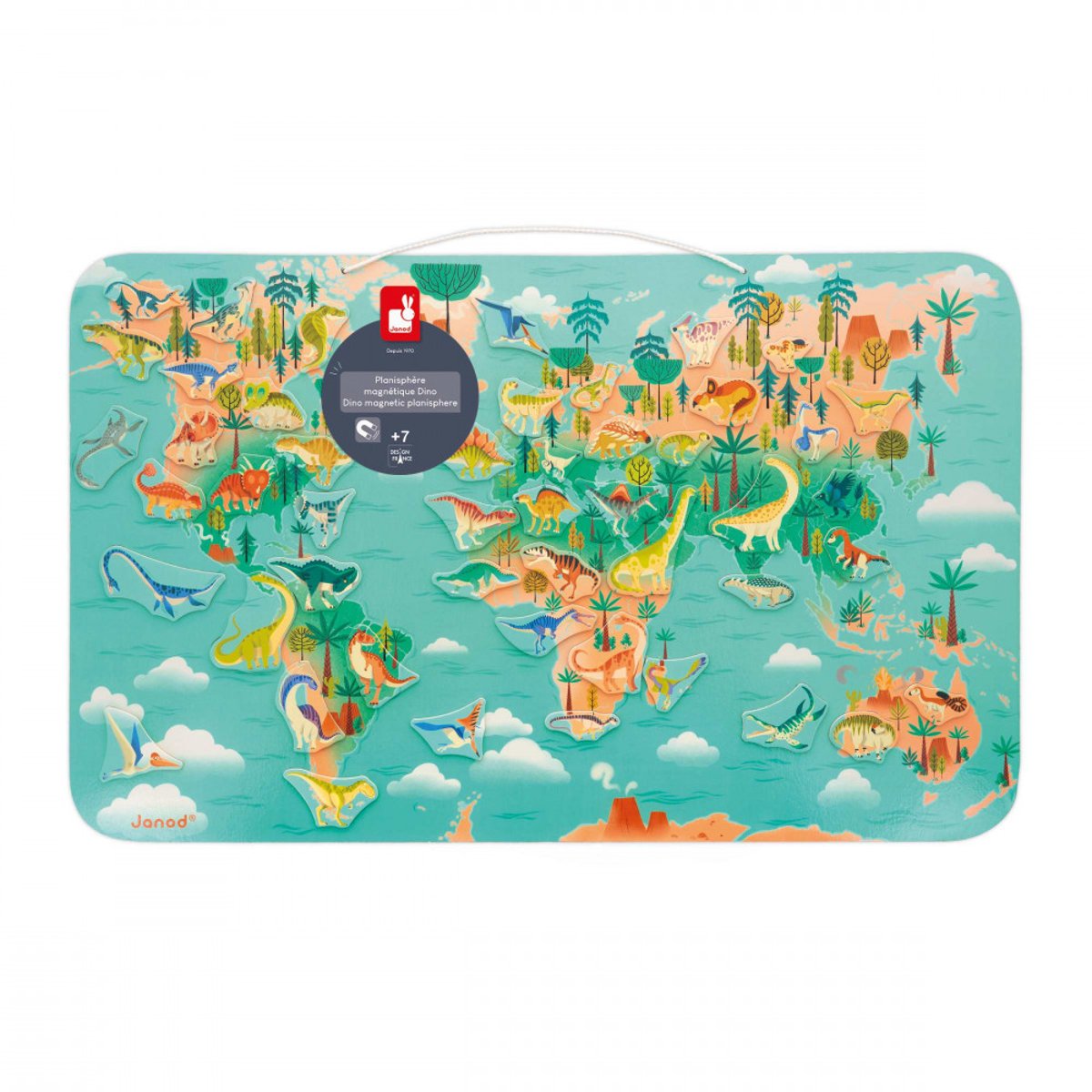 Planisphère magnétique Dino multicolore, JANOD