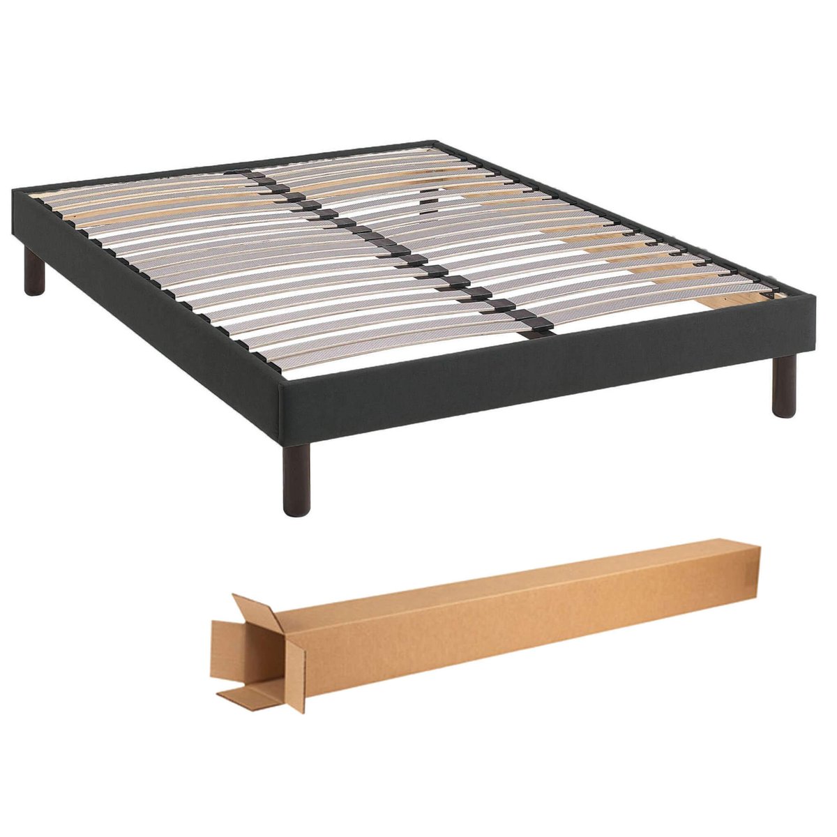Sommier kit déco tapissier gris foncé, TERRE DE NUIT
