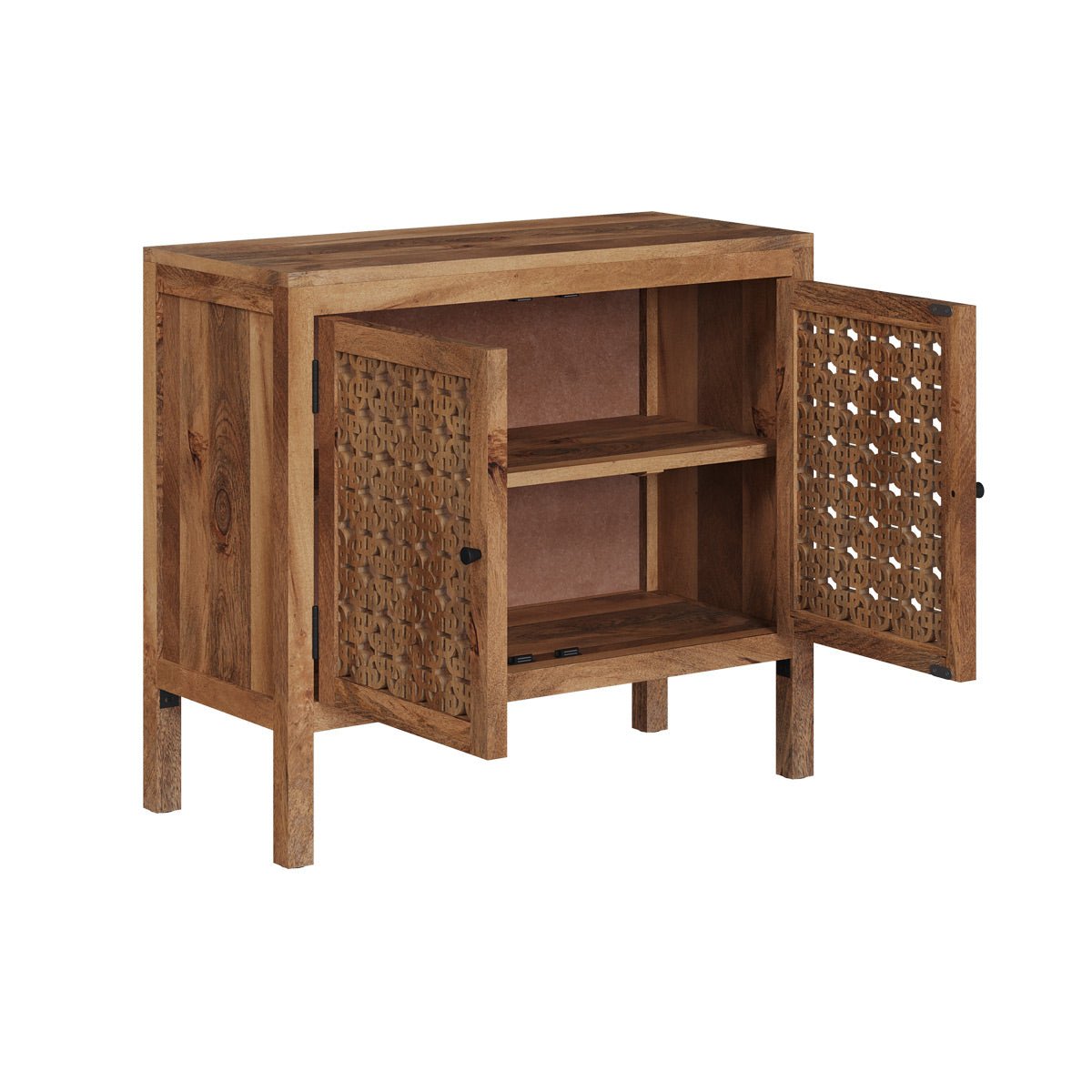 Petit buffet ajouré en bois de manguier - JAYA bois foncé, MAISON PAVANE