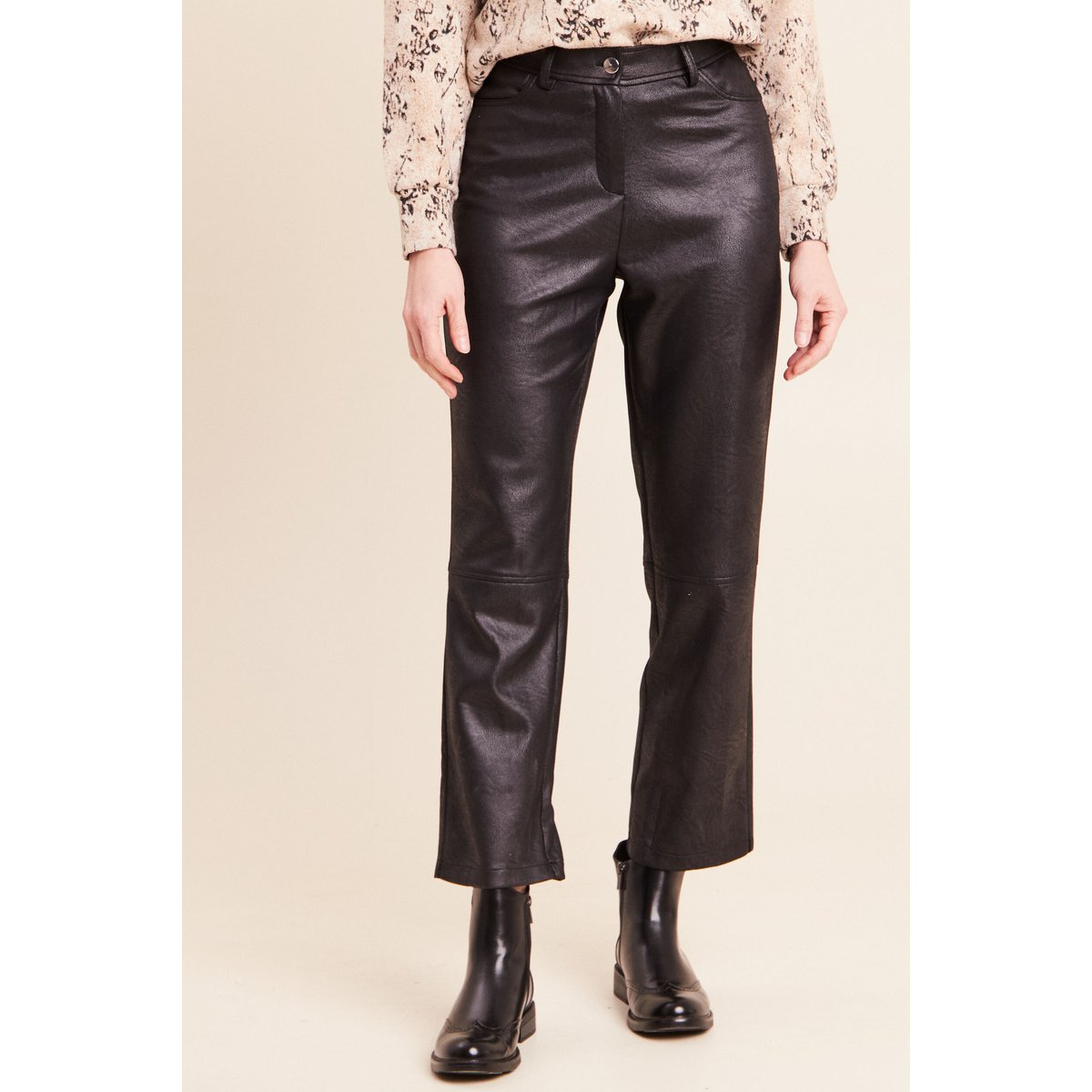 Pantalon droit 7/8ème taille haute noir, BREAL