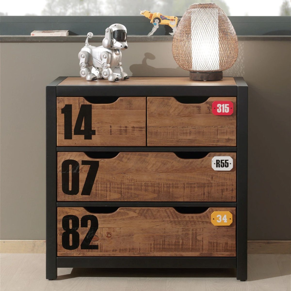 Commode 4 tiroirs bois naturel, TERRE DE NUIT