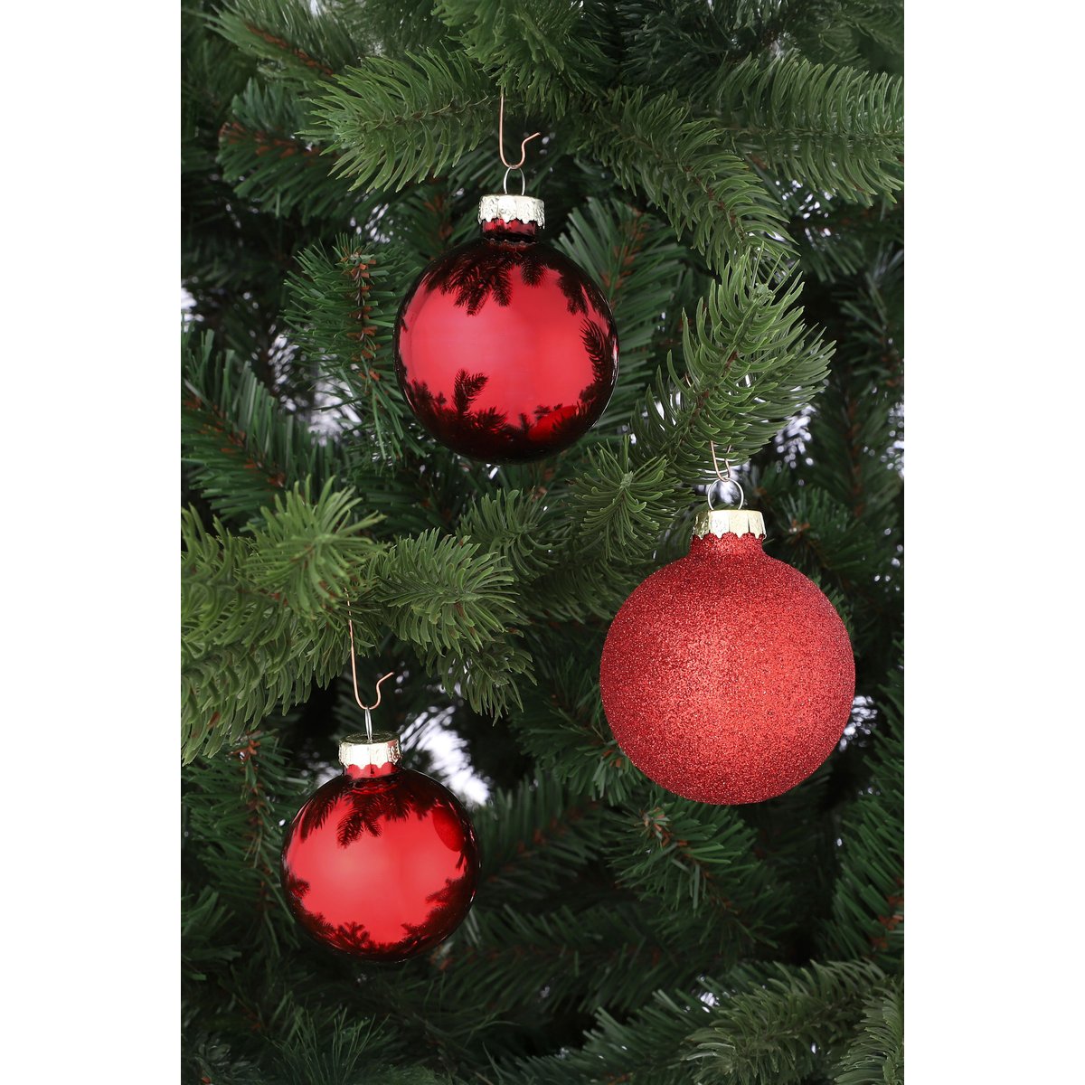Lot de 42 boules de Noël en verre ZUGGA rouge, MICA DECORATIONS