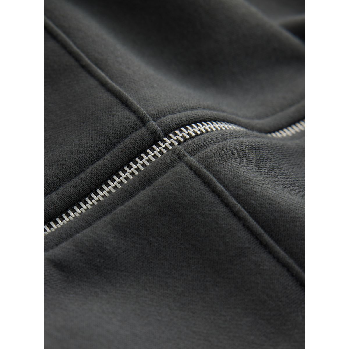 Sweat à capuche zippé en coton épais gris ardoise, NEXT