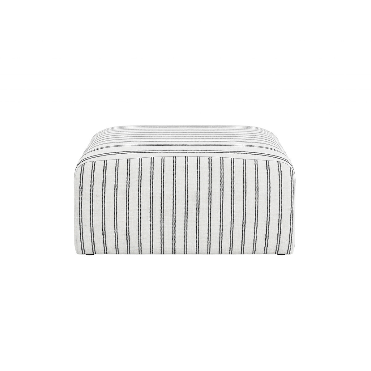 Nerina Coastal Cotton Large Woven Stripe Pouffe white/black stripes, SO'HOME