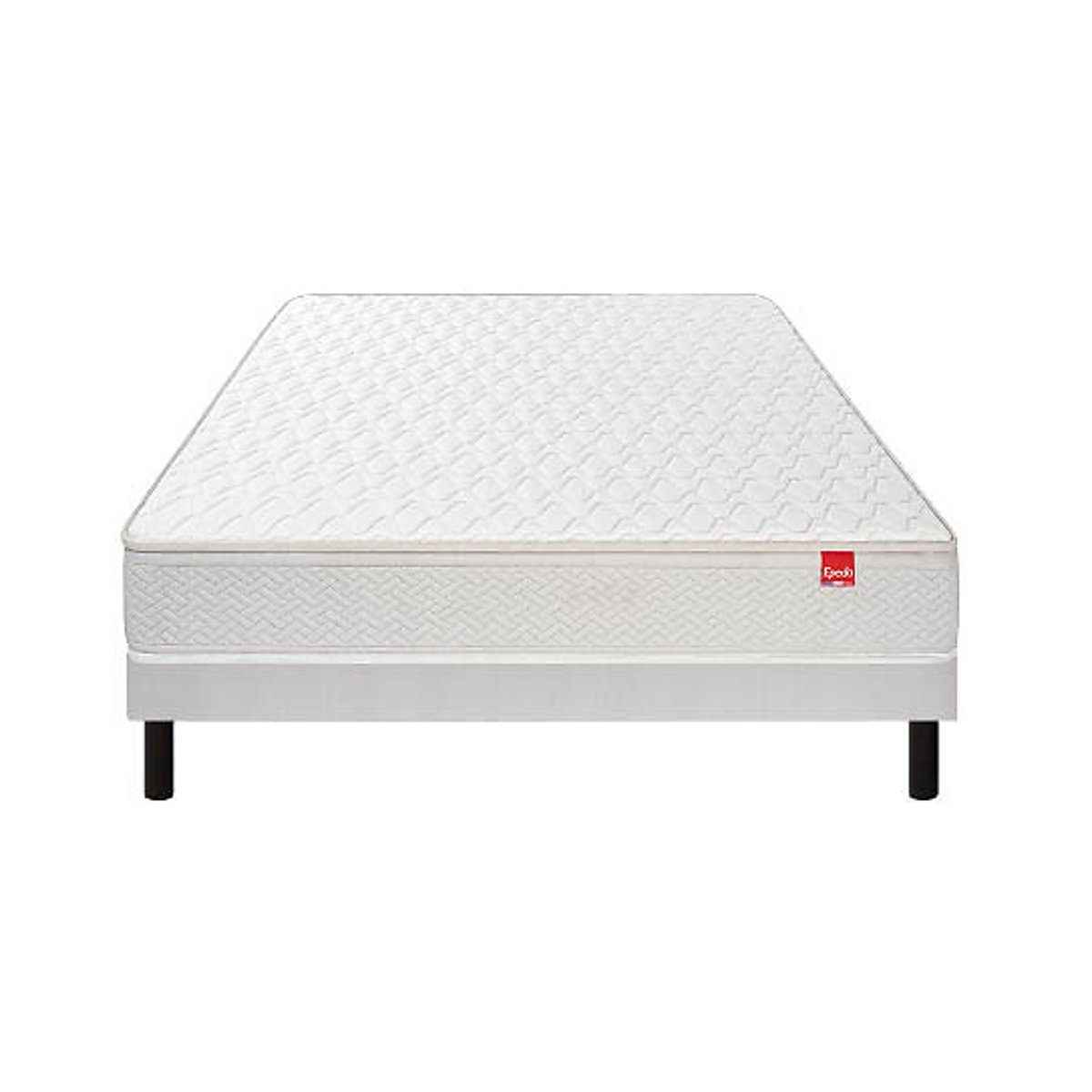 Ensemble matelas 800 ressorts Dépaysant + sommier blanc/gris souris, EPEDA