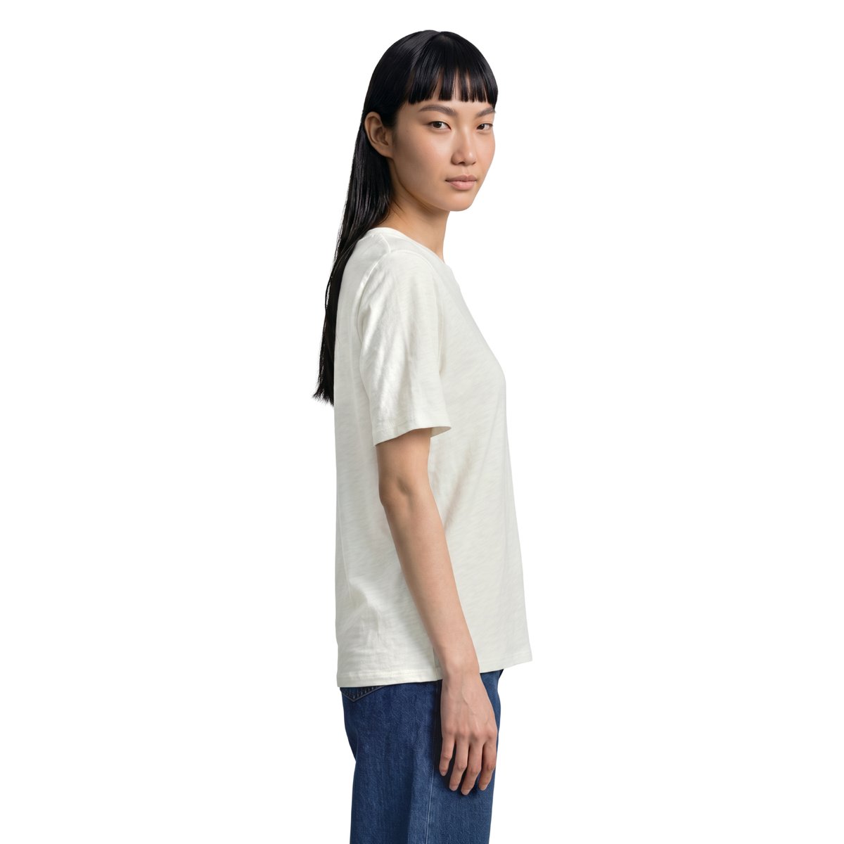 T-shirt en jersey slub loose en doux coton biologique blanc, MARC O’POLO DENIM