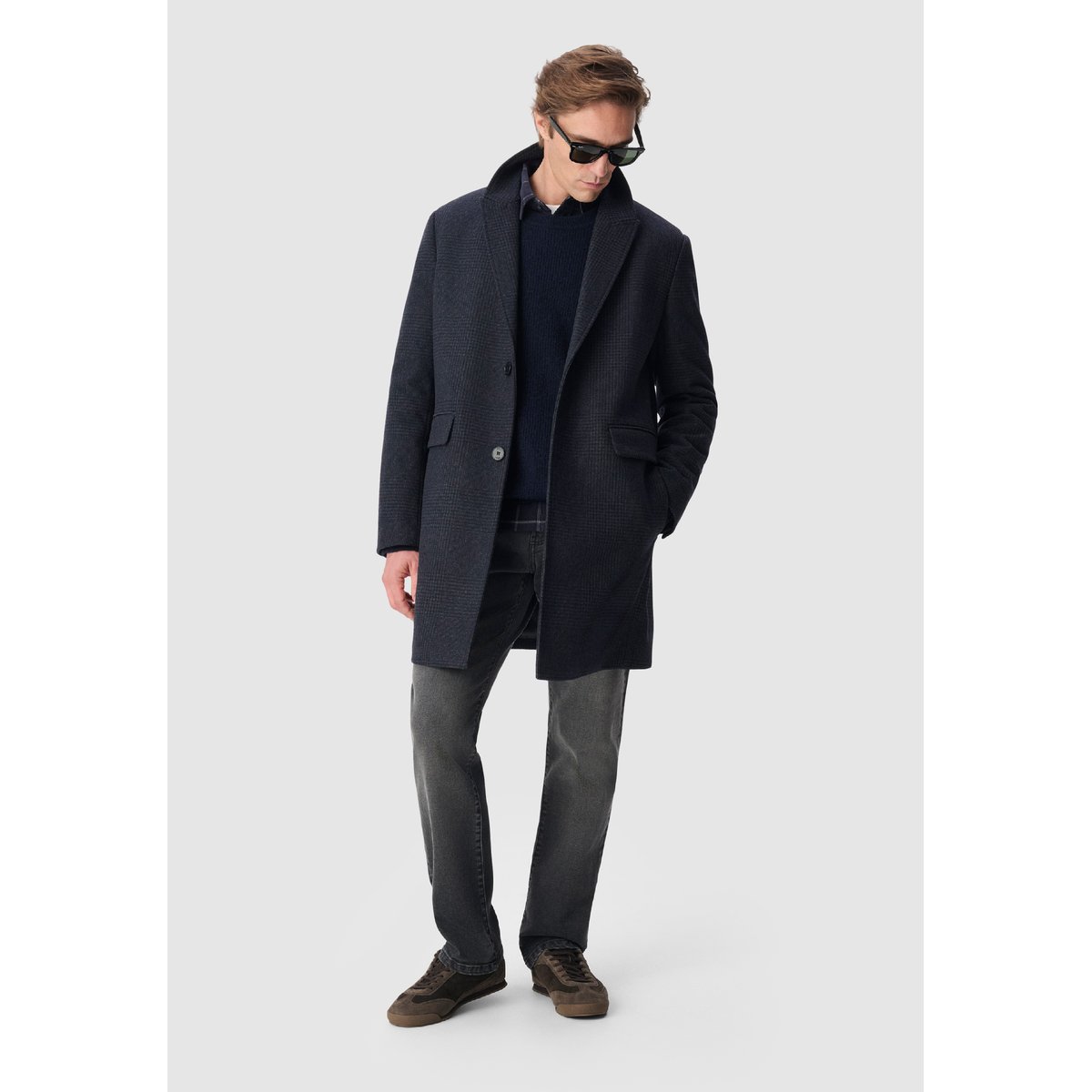 Manteau lainage motif prince-de-galles gris foncé, IKKS