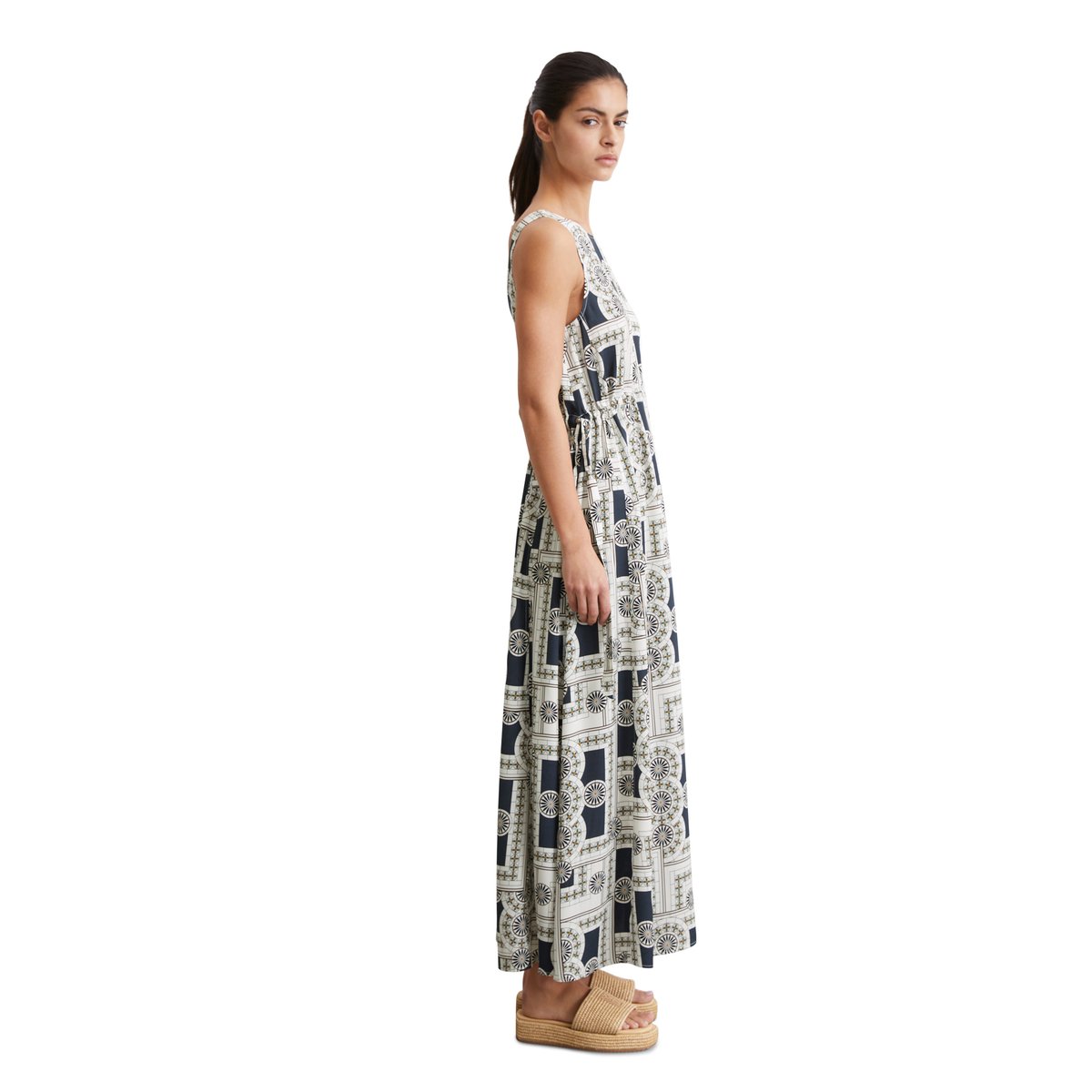 Robe imprimée flared en ECOVERO™ de LENZING™ bleu foncé, MARC O'POLO