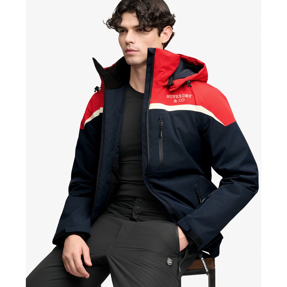 Veste de Ski à Capuche Coupe Décontractée bleu marine éclipse/plomb re, SUPERDRY