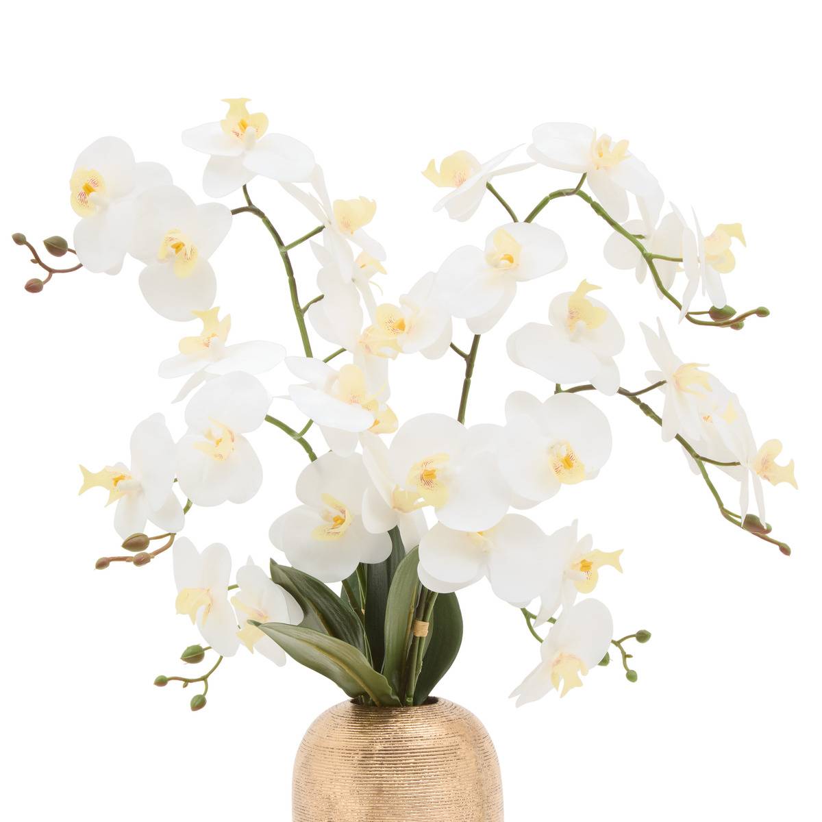 Orchidée artificielle en pot magnésie NAOKO doré, ATMOSPHERA