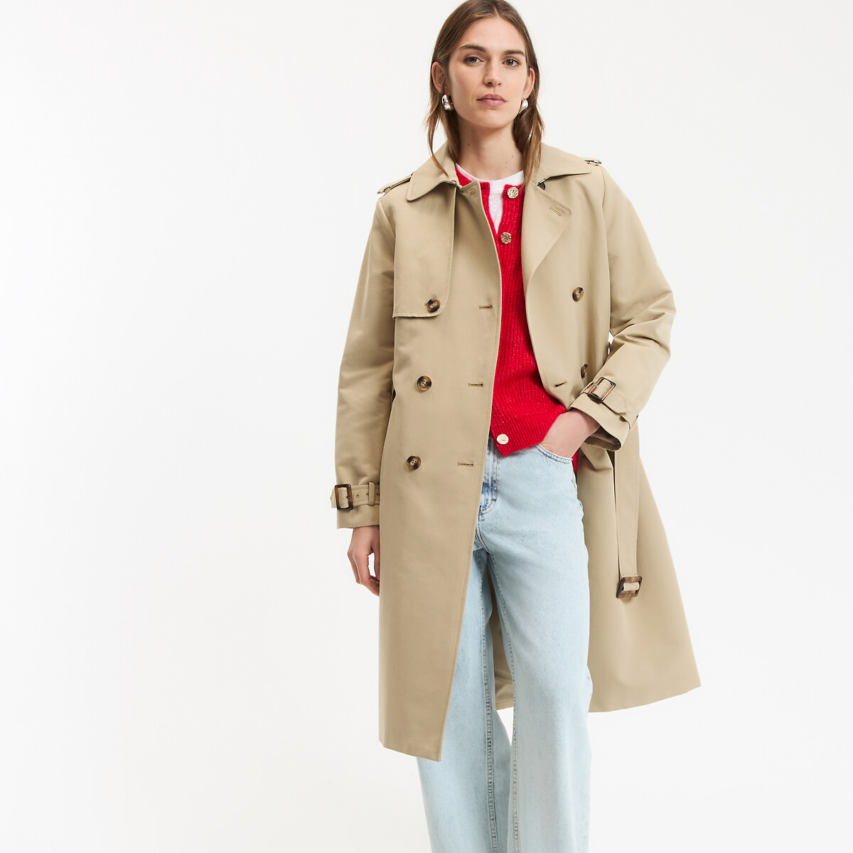 Trench double boutonnage beige, LA REDOUTE COLLECTIONS