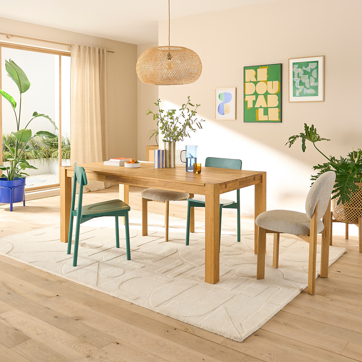 Mesa de jantar extensível em carvalho, 6 a 10 lugares, ADELITA carvalho, LA REDOUTE INTERIEURS