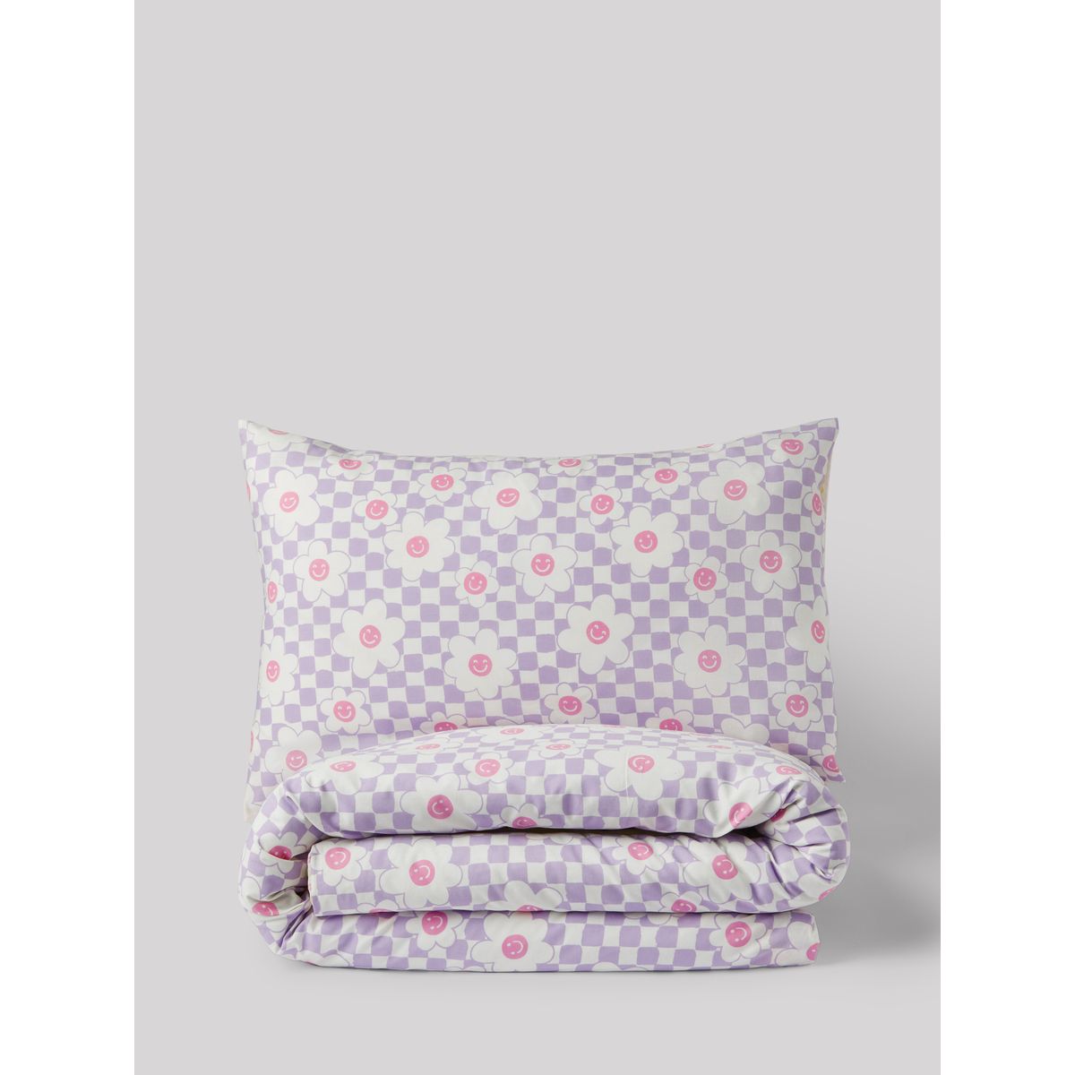 Parure housse de couette et taie d'oreiller damier de fleurs lilas, NEXT