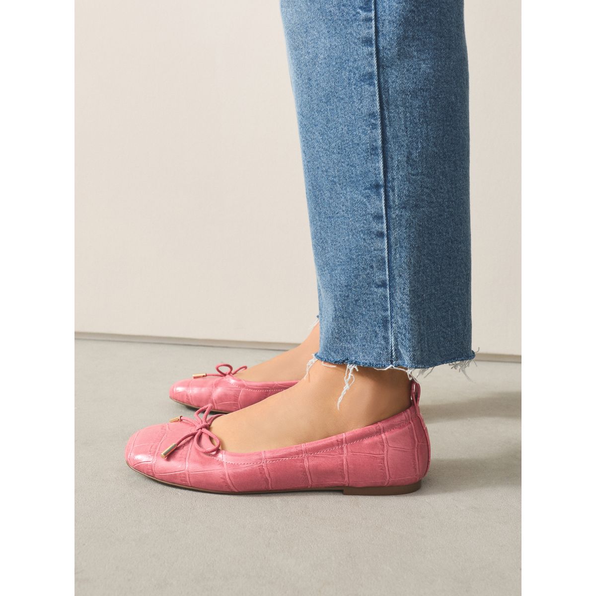 Ballerines forever comfort® à bout carré crocodile rose, NEXT