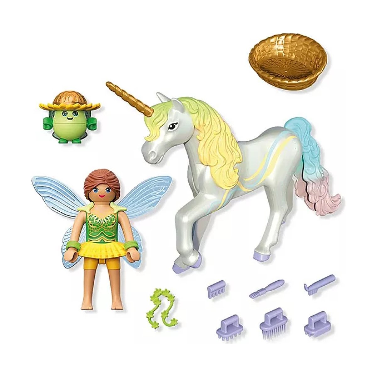 Magic Unicorns Licorne Fleur d'arc-en-ciel avec fée multicolore, PLAYMOBIL