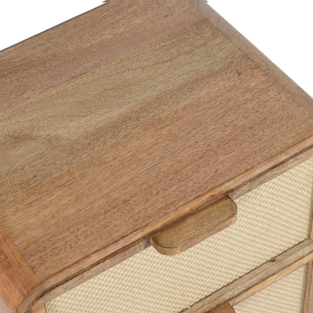 Table de chevet bois de mangue et jute 2 tiroirs 40x30x45cm bois, WADIGA