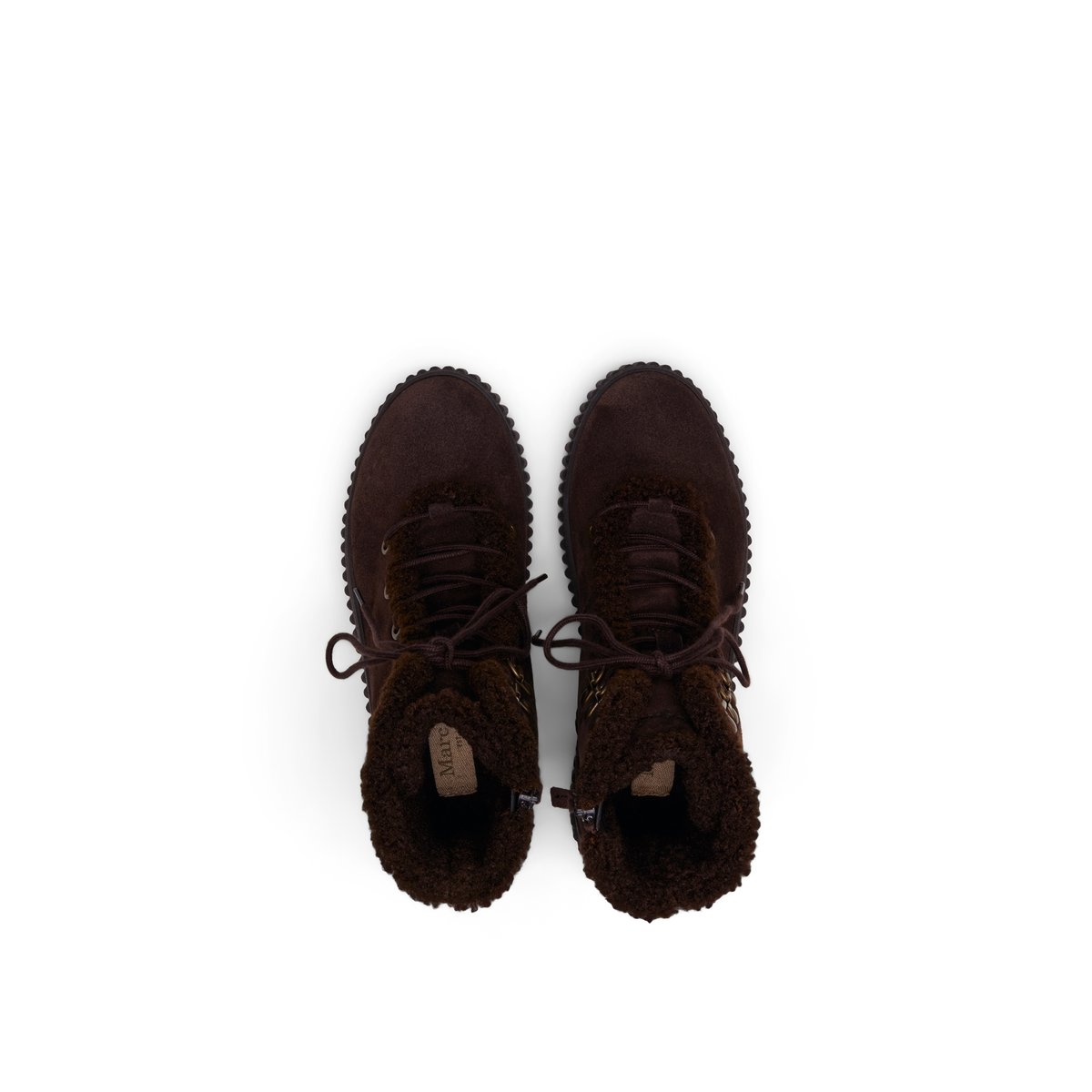 Bottes à lacets, modèle Bianca avec une semelle plate rainurée caractéristique marron foncé, MARC O'POLO