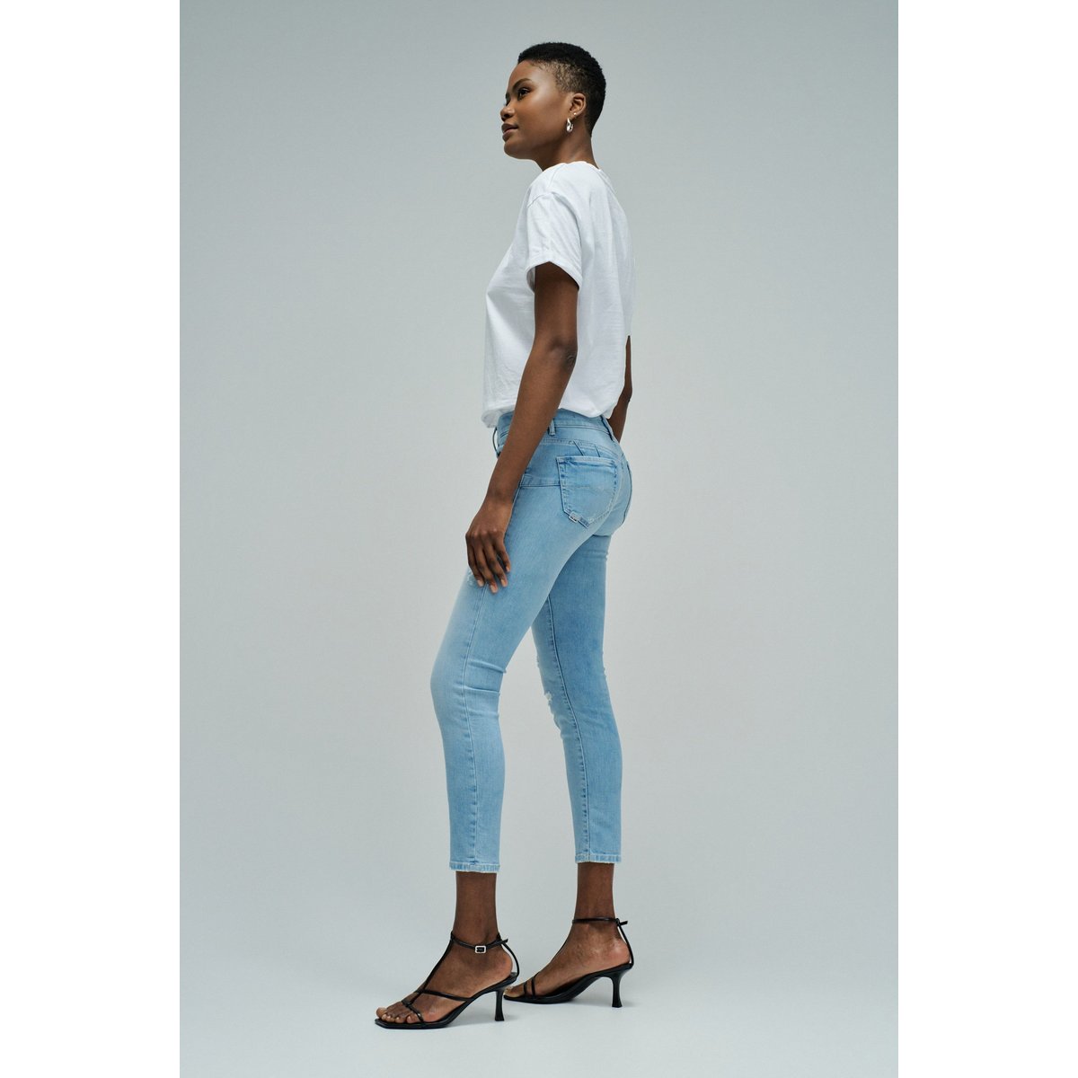 JEAN WONDER PUSH UP CROPPED SKINNY bleu turquoise, SALSA JEANS