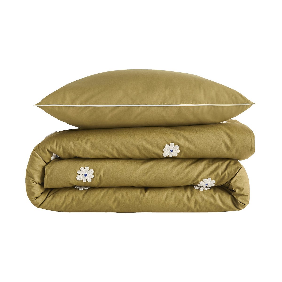 Parure de lit percale DAHLIA kaki, bronze, HABITAT