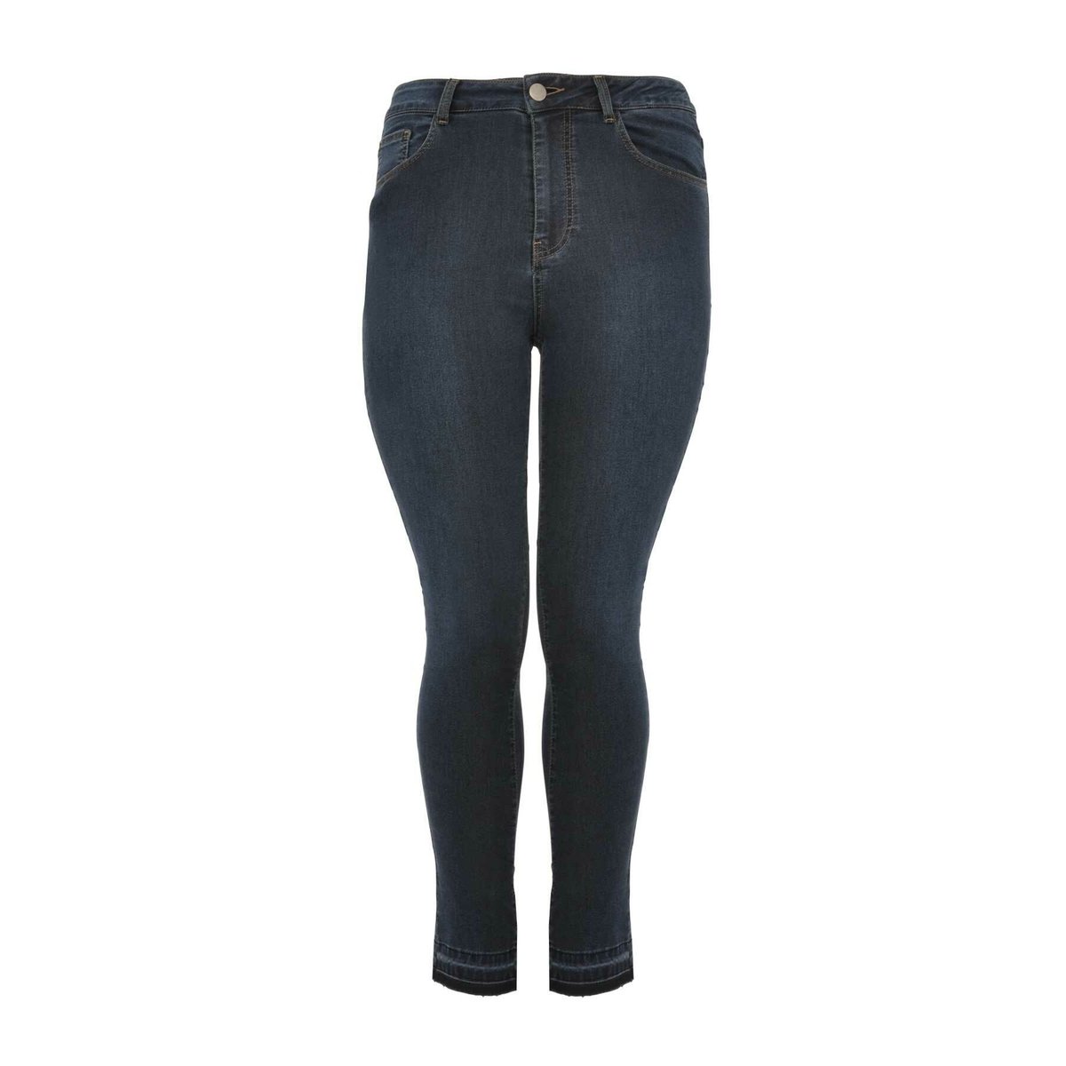 Jeans raccourci avec franges bleu, YOEK