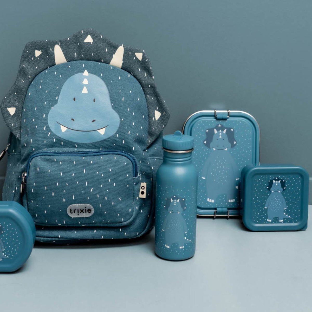 Grande lunch box bleu, blanc, noir, TRIXIE
