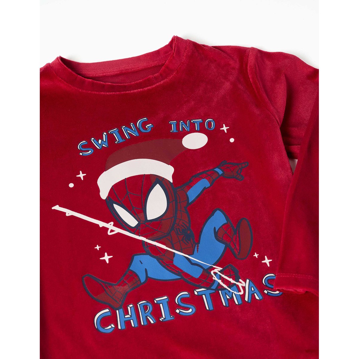Pyjama en velours à manches longues avec imprimé Spider-Man rouge, ZIPPY