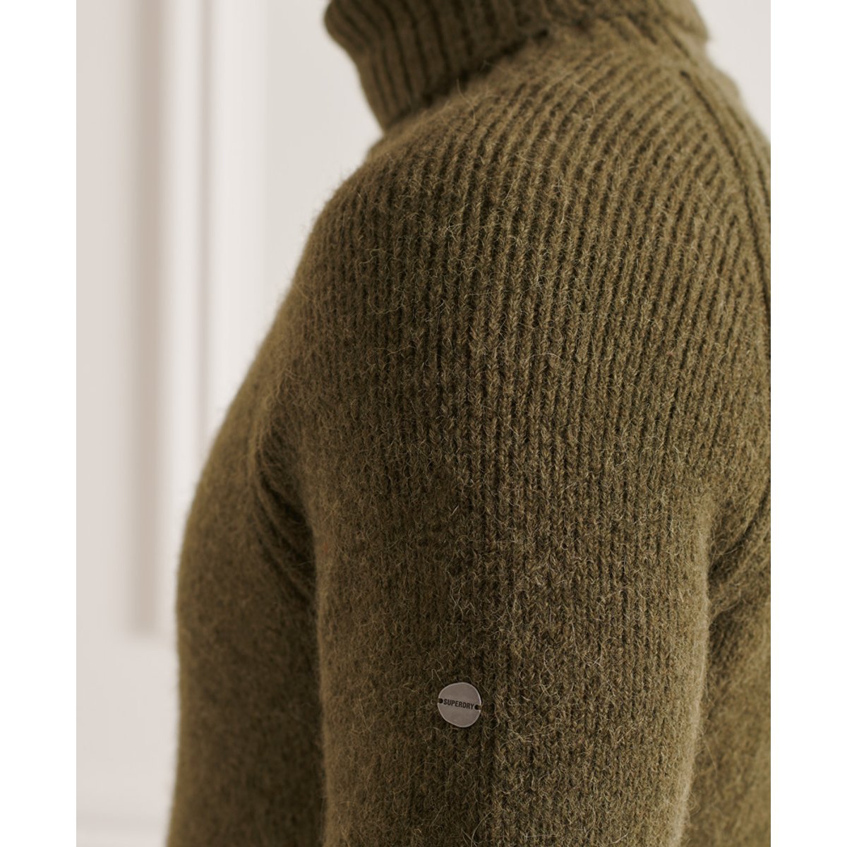 Pull épais à col roulé Studios vert mousse foncé, SUPERDRY
