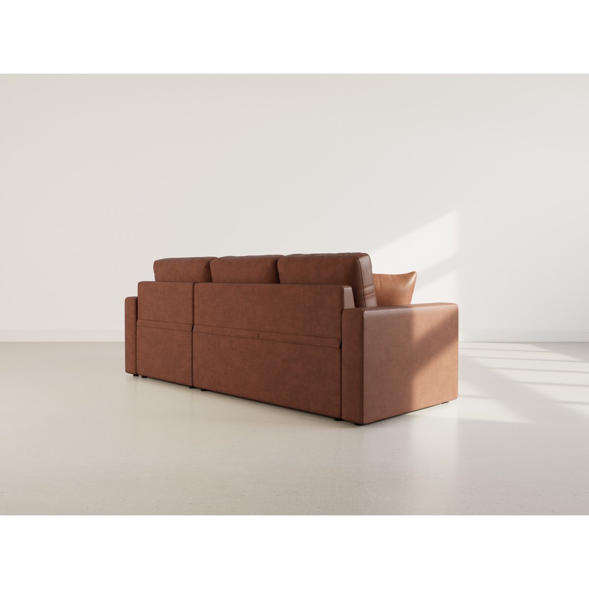 Canapé d'angle convertible en simili 4pl, CYRUS cognac, BEST MOBILIER