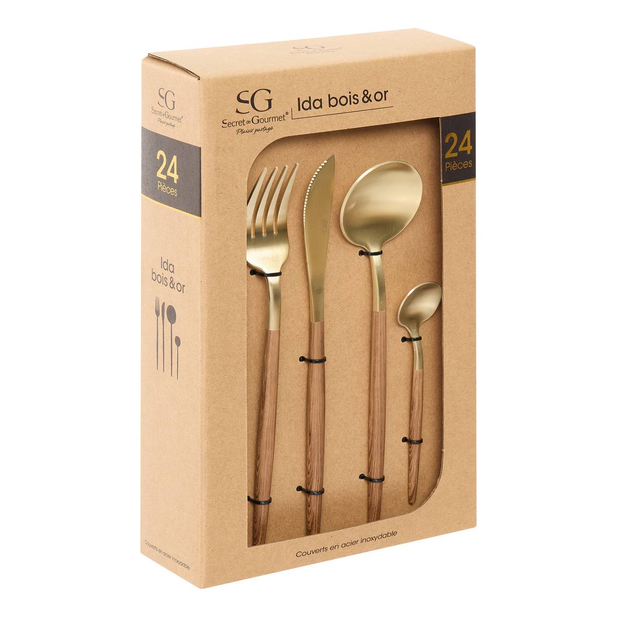 Ménagère 24 pièces IDA marron, ATMOSPHERA