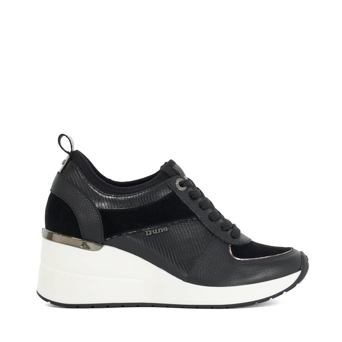 Baskets compensées à lacets - ELOISA black-suede mix, DUNE LONDON