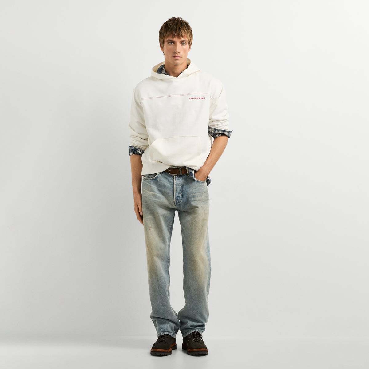 Sweat À Capuche Coupe Casual blanc cassé, PEPE JEANS