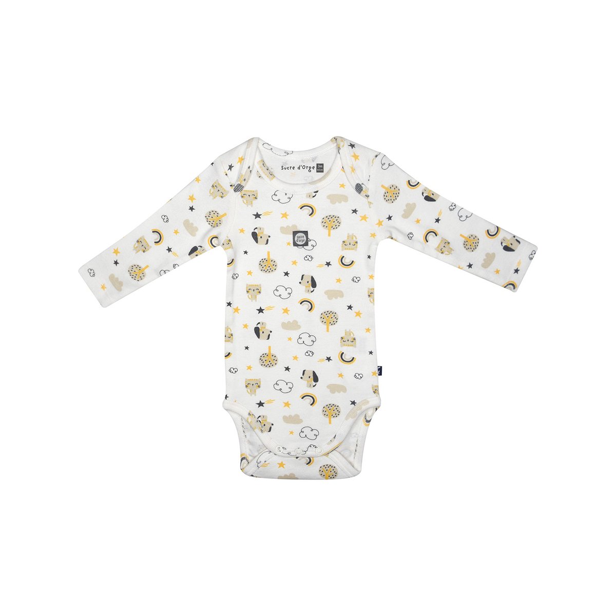 Lot de 3 bodies idan manches longues bebe beige, SUCRE D'ORGE