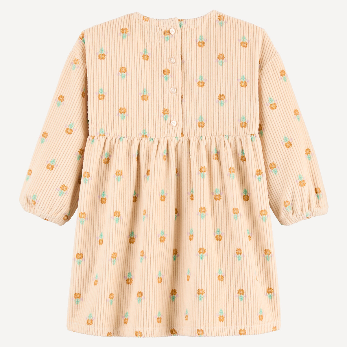Abito in velluto a maniche lunghe con stampa floreale fantasia écru, LA REDOUTE COLLECTIONS
