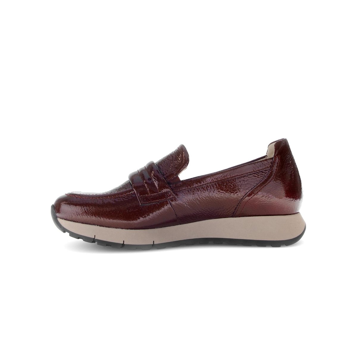 Slipper en cuir vernis à talon compensé rouge, GABOR