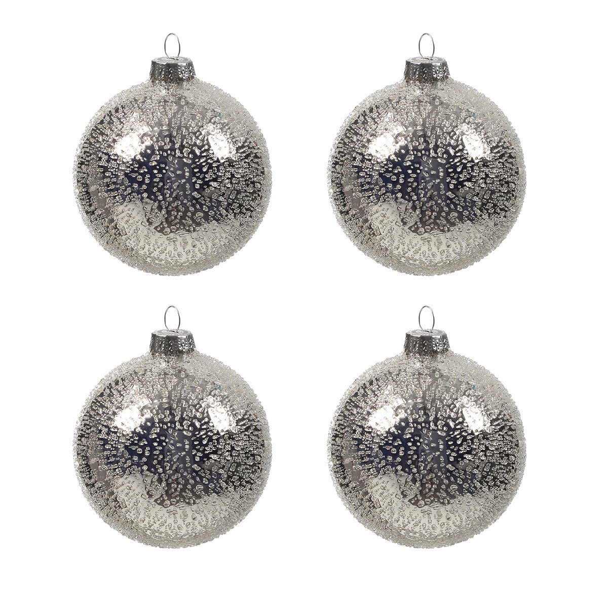 Set de 4 boules de noël mercurisées en verre D8 argenté, SIA DECO