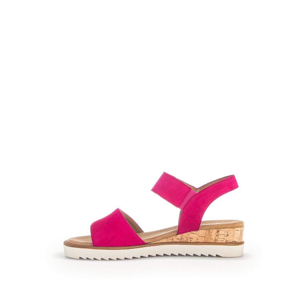 Sandales en cuir lisse à talon compensé recouvert pink velours, GABOR
