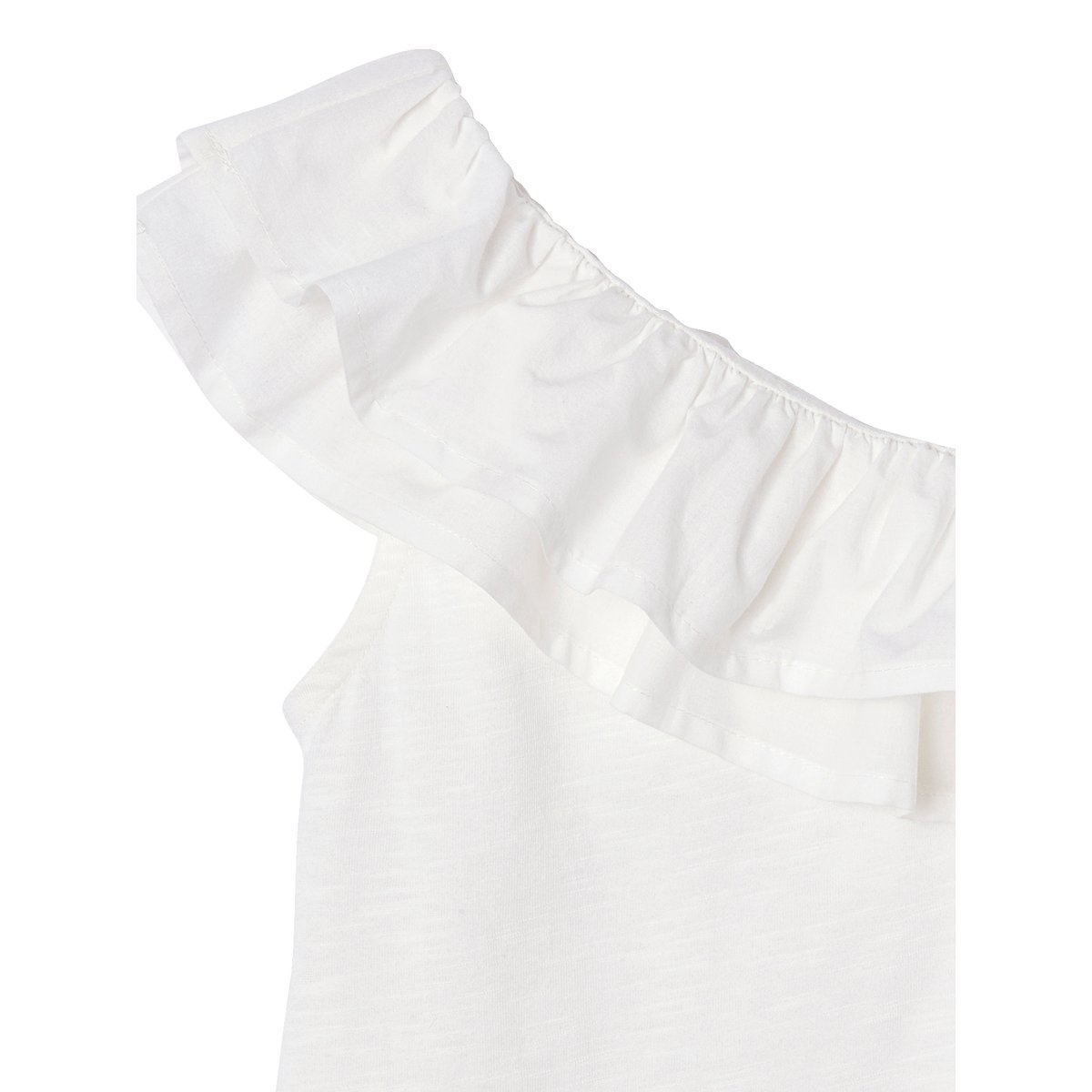 T-shirt à volant asymétrique écru, VERTBAUDET