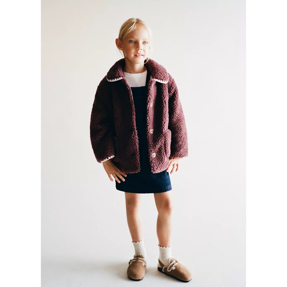 Manteau imitation mouton cerise, MANGO BABY