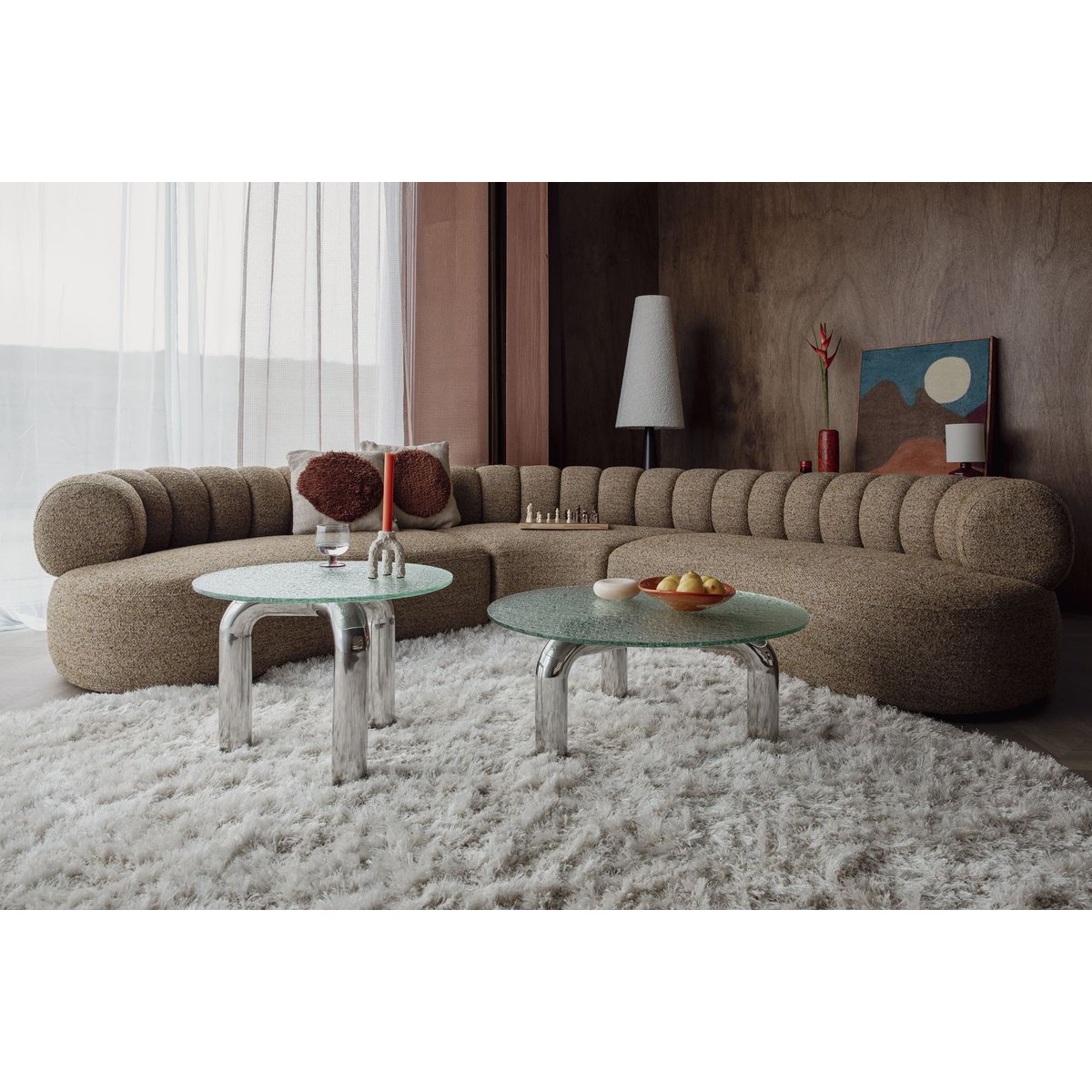 Table basse design ronde en métal, L.60 , MARLY chrome, DUTCHBONE