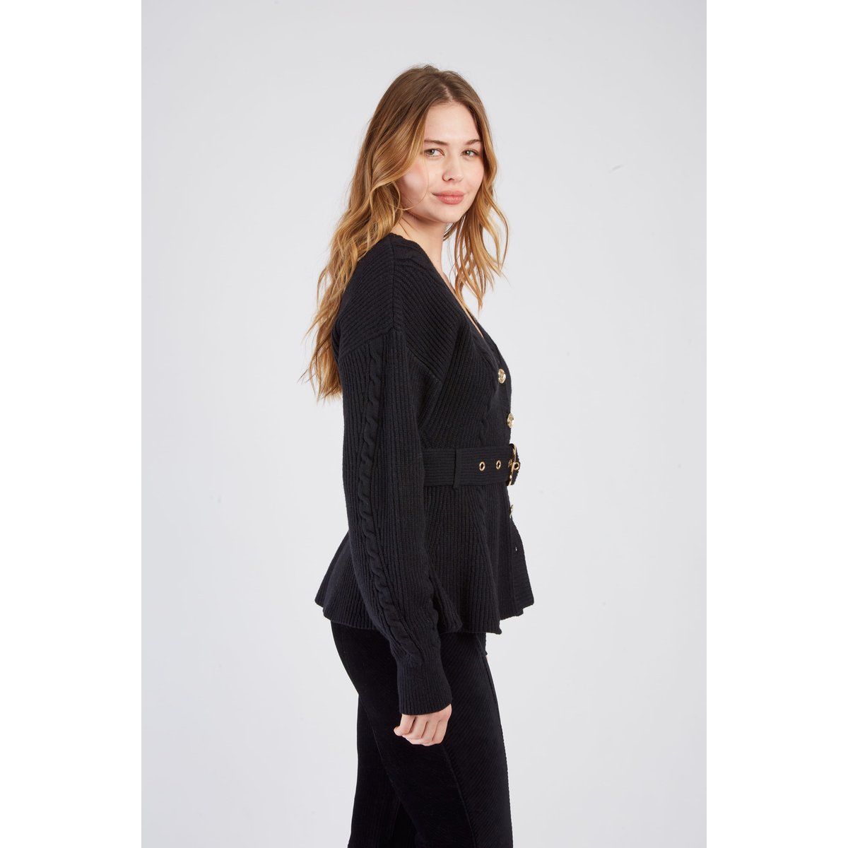 Cardigan ceinturé en maille BIANCA noir, DERHY