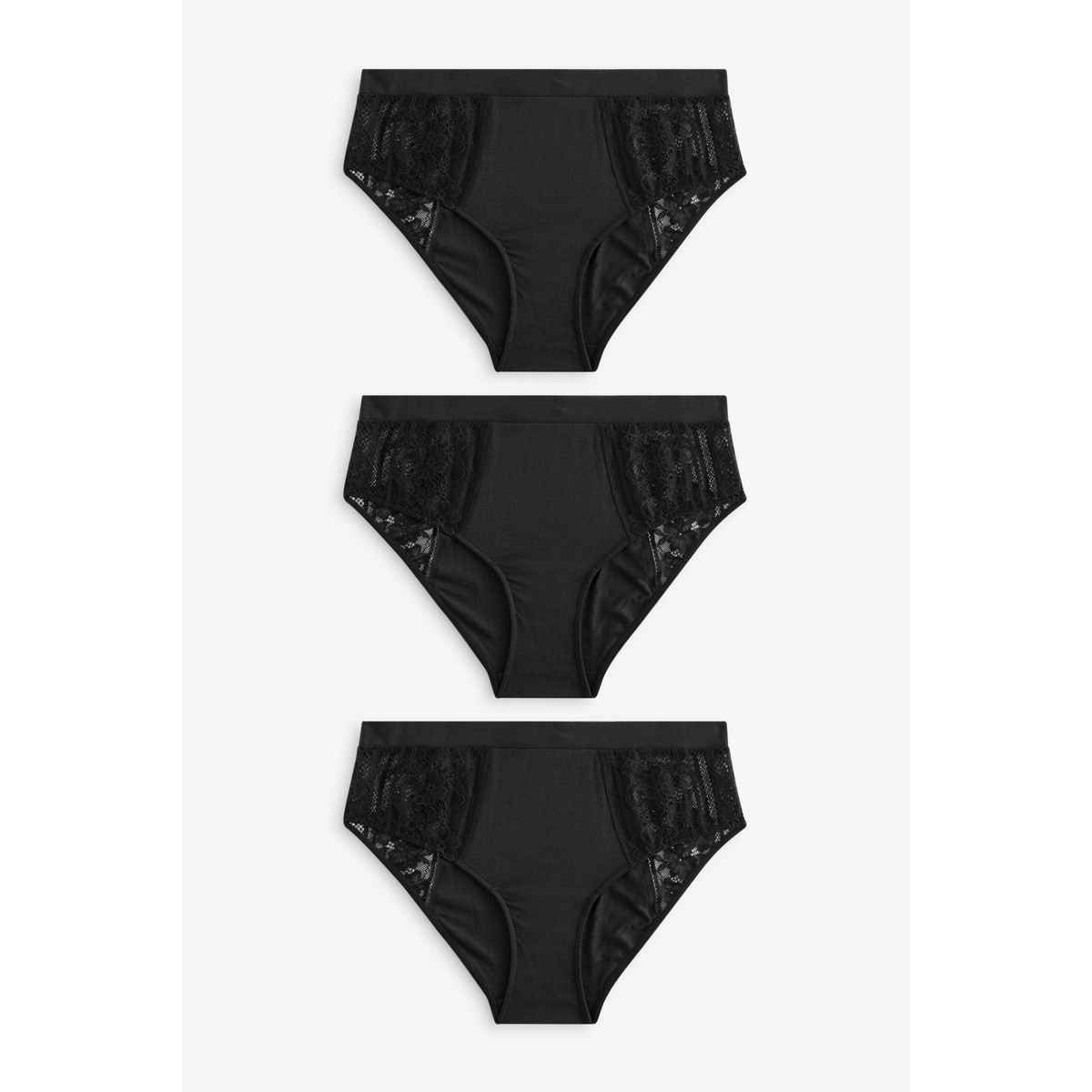 Culotte en dentelle et modal, lot de 3 noir, NEXT