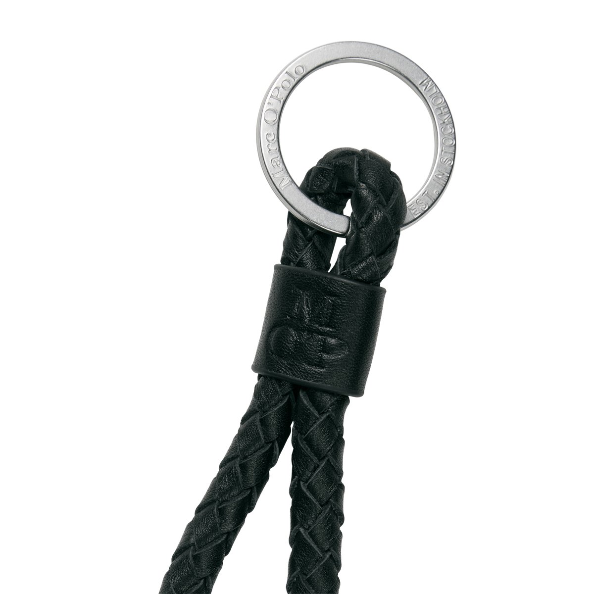 Porte-clés en cuir de vache tressé noir, MARC O'POLO