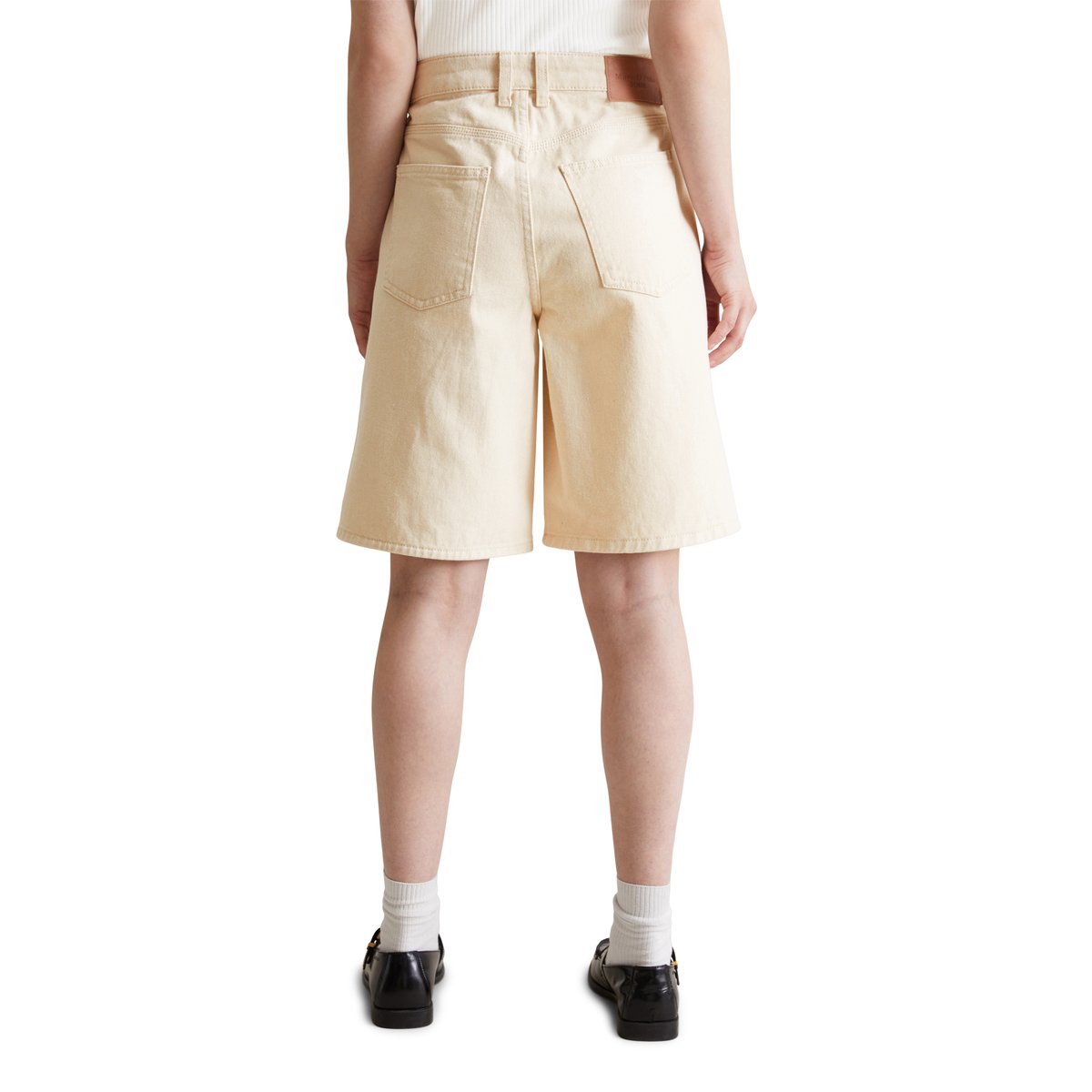 Bermuda modèle Jonnda relaxed en denim rigide sans élasthanne blanc, MARC O’POLO DENIM