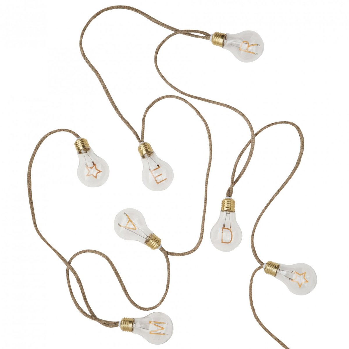 Guirlande Ampoules Texte naturel, doré, MADAM STOLTZ